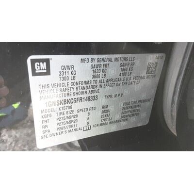 2015 Chevrolet Suburban 1500 Series Axle Assembly, Rear - ~434121122