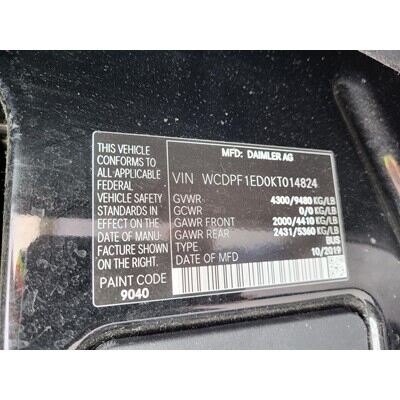 2019 Mercedes-Benz Sprinter 2500 Axle Assembly, Rear - ~397658693