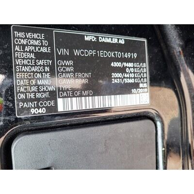 2019 Mercedes-Benz Sprinter 2500 Axle Assembly, Rear - ~397668725