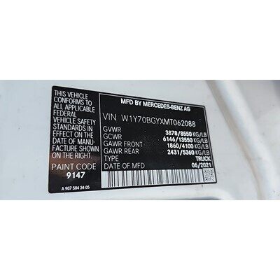 2010 Mercedes-Benz Sprinter 2500 Axle Assembly, Rear - ~421192191