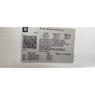 2018 Chevrolet Express 2500 Axle Assembly, Rear - ~425243307