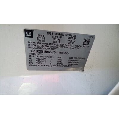 2015 Chevrolet Suburban 1500 Series Axle Assembly, Rear - ~411068702