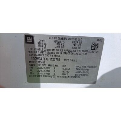 2017 Chevrolet Express 2500 Axle Assembly, Rear