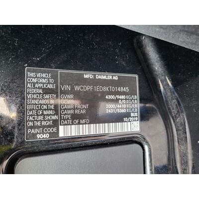 2019 Mercedes-Benz Sprinter 2500 Axle Assembly, Rear - ~397617449