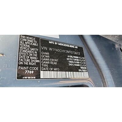 2021 Mercedes-Benz Sprinter 2500 Axle Assembly, Rear - ~422637634