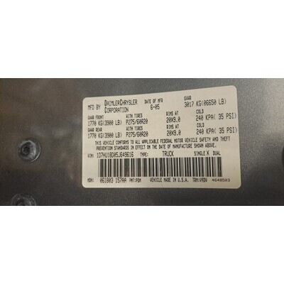 2002 Dodge 1500 Series Pickup Axle Assembly, Rear - ~427027706