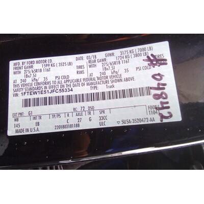 2018 Ford F-150 Series Pickup Axle Assembly, Rear - ~420138554