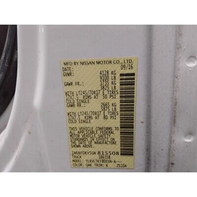 2012 Nissan NV1500 Axle Assembly, Rear - ~412251263